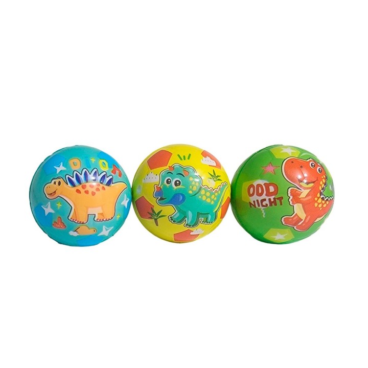 Pelota Bola Antiestrés Multicolor Dinosaurio X 6 Unidades