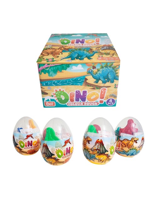 Huevo Dinosaurio Sorpresa Figura Plastilina X 4 Unidades