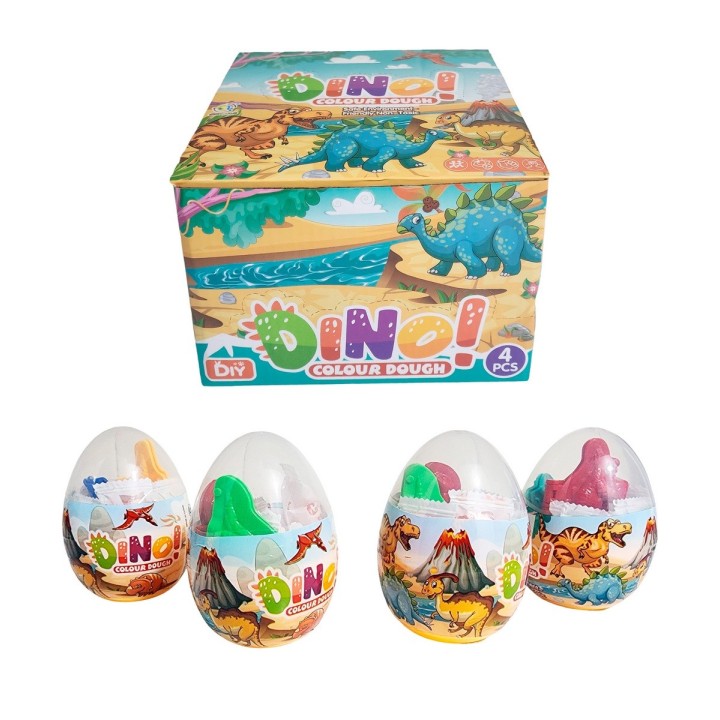 Huevo Dinosaurio Sorpresa Figura Plastilina X 4 Unidades