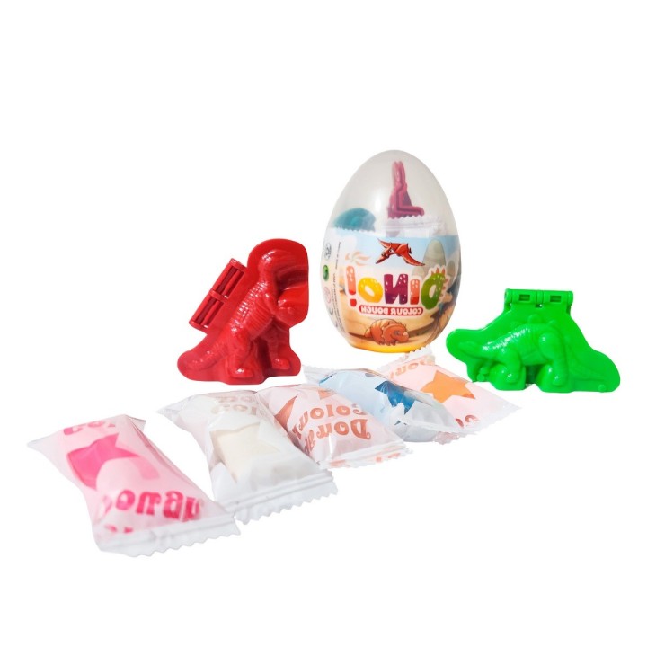 Huevo Dinosaurio Sorpresa Figura Plastilina X 4 Unidades