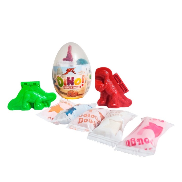 Huevo Dinosaurio Sorpresa Figura Plastilina X 4 Unidades