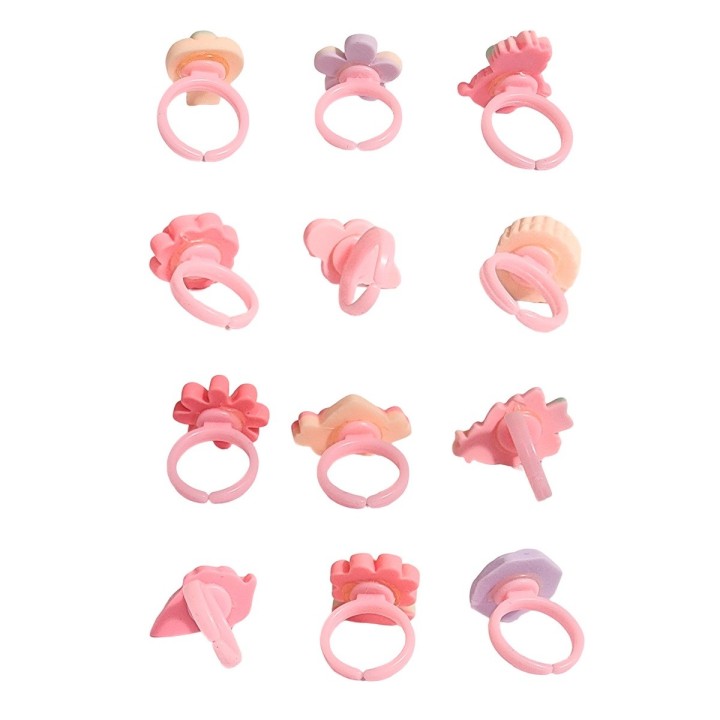 Set De Anillos Ajustables Juguete Niñas Figuras + Estuche