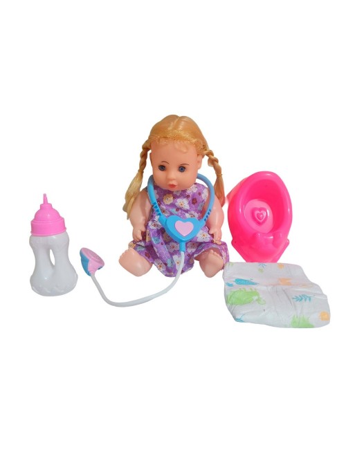 Muñeca Doctora Estetoscopio Con Pañal Tetero Y Bacinilla