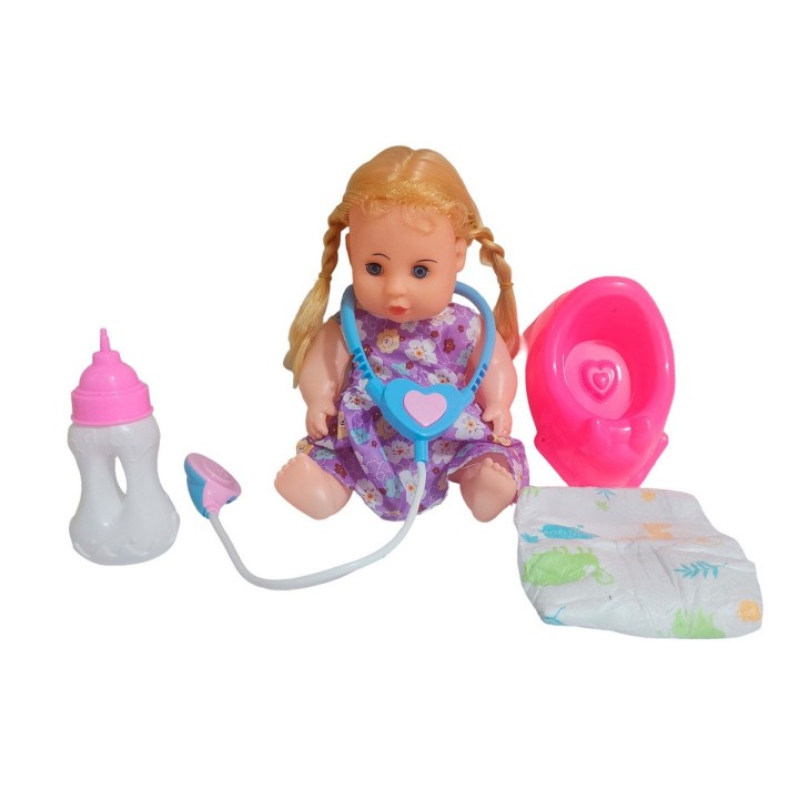 Muñeca Doctora Estetoscopio Con Pañal Tetero Y Bacinilla