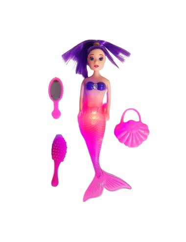 Muñeca Princesa Sirena Con Accesorios De Belleza Juguete