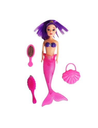 Muñeca Princesa Sirena Con Accesorios De Belleza Juguete