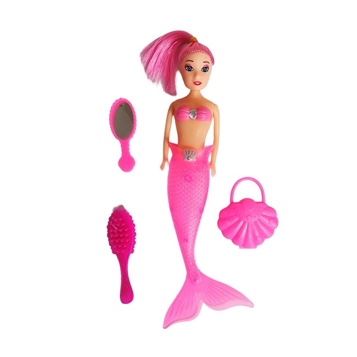 Muñeca Princesa Sirena Con Accesorios De Belleza Juguete