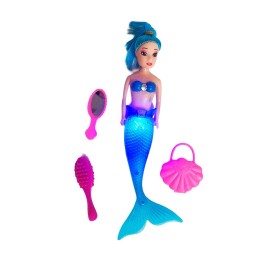 Muñeca Princesa Sirena Con Accesorios De Belleza Juguete