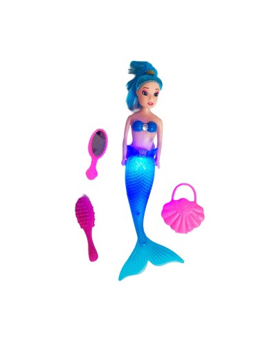 Muñeca Princesa Sirena Con Accesorios De Belleza Juguete