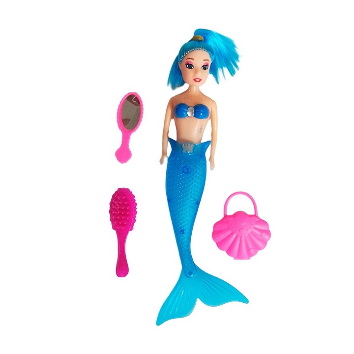 Muñeca Princesa Sirena Con Accesorios De Belleza Juguete