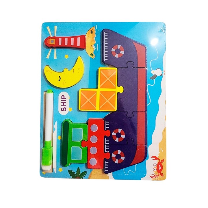 Rompecabezas Didactico Con Tablero Figuras + Marcador