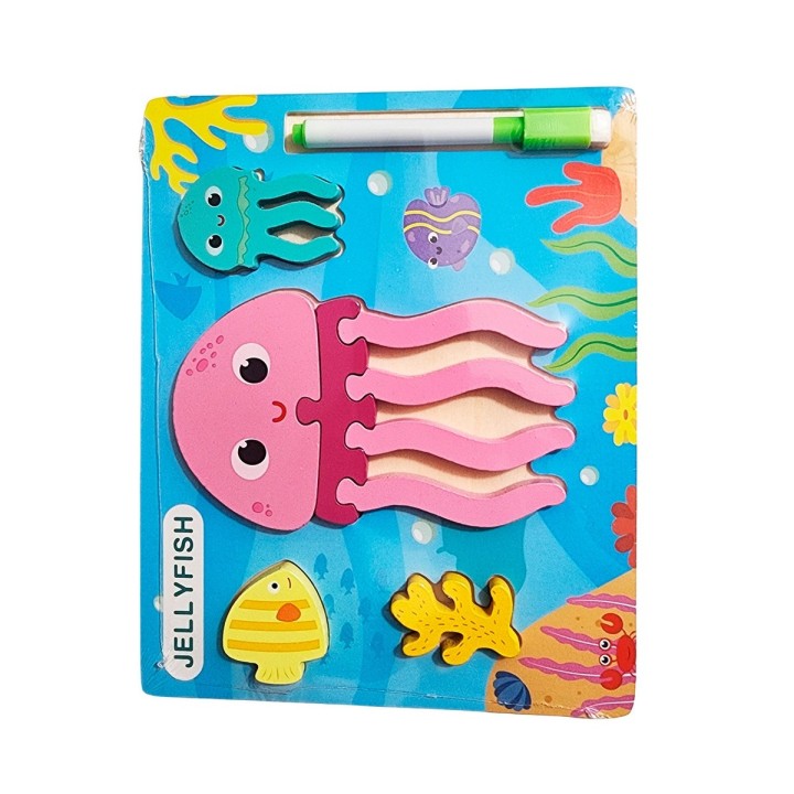Rompecabezas Didactico Con Tablero Figuras + Marcador