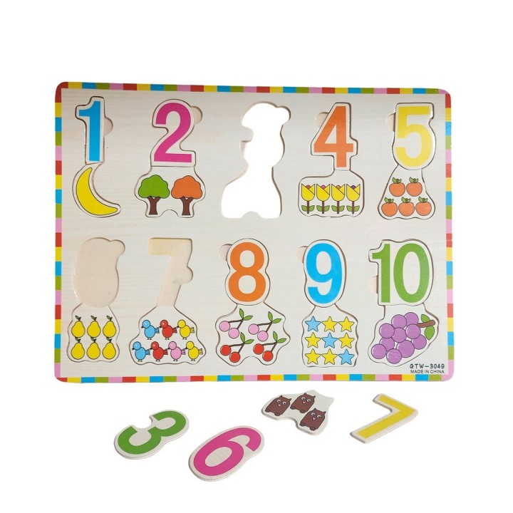 Juego De Mesa Encastre Madera Numeros Aprendizaje Niños