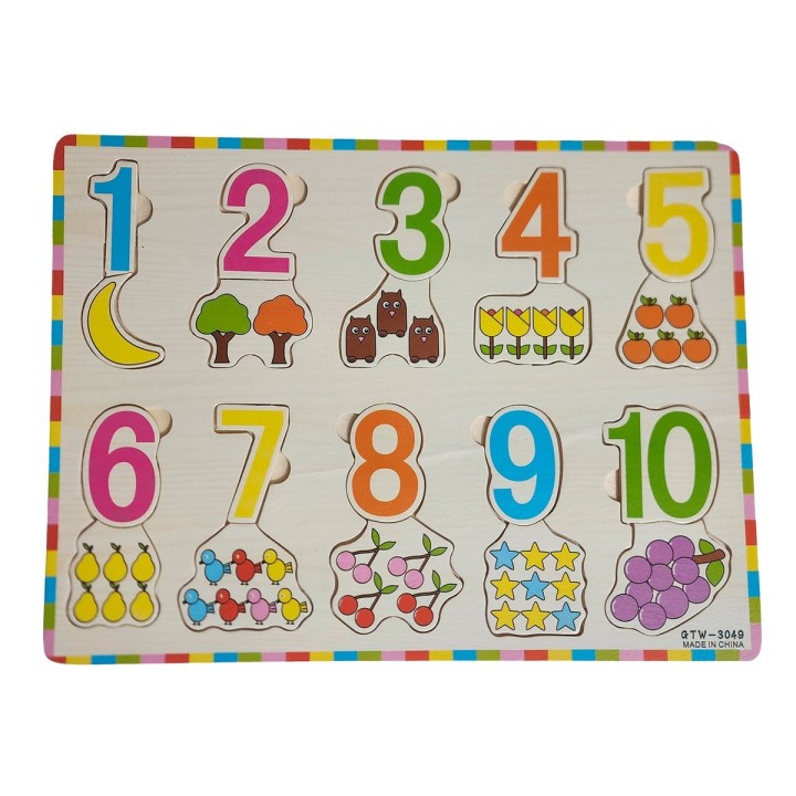 Juego De Mesa Encastre Madera Numeros Aprendizaje Niños