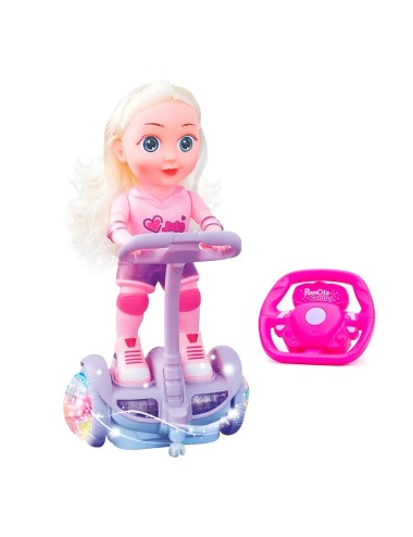 Muñeca Scooter Luces Control Remoto Juguete Niñas + Baterias