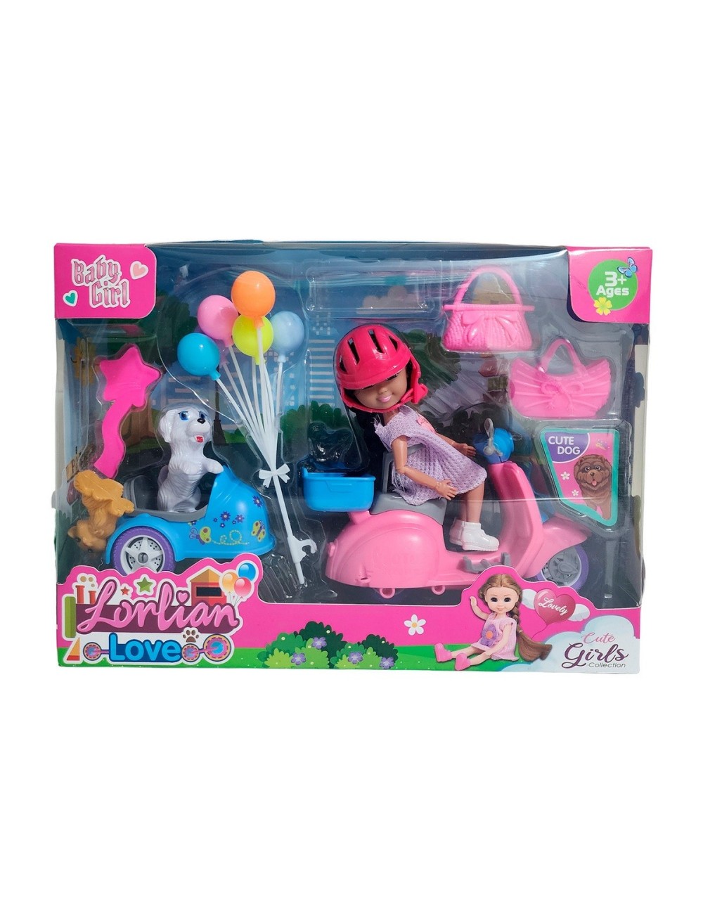 Muñeca Con Mascota En Moto + Accesorios Juguete