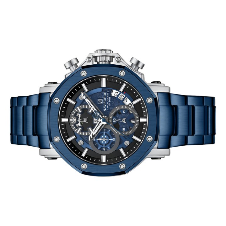 Reloj Naviforce Casual Nf8065 Crono Hombre Acero + Estuche