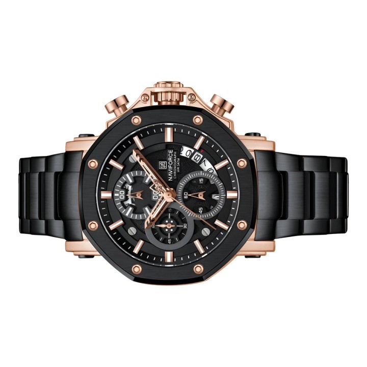 Reloj Naviforce Casual Nf8065 Crono Hombre Acero + Estuche