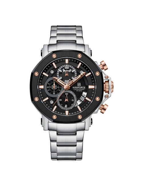 Reloj Naviforce Casual Nf8065 Crono Hombre Acero + Estuche