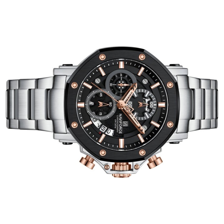 Reloj Naviforce Casual Nf8065 Crono Hombre Acero + Estuche