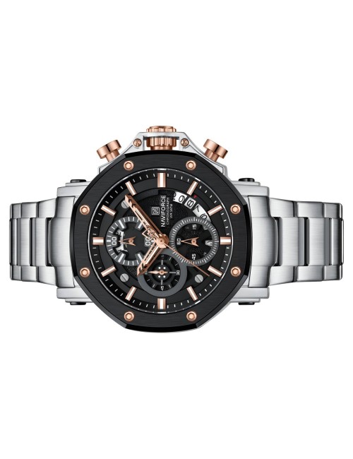 Reloj Naviforce Casual Nf8065 Crono Hombre Acero + Estuche
