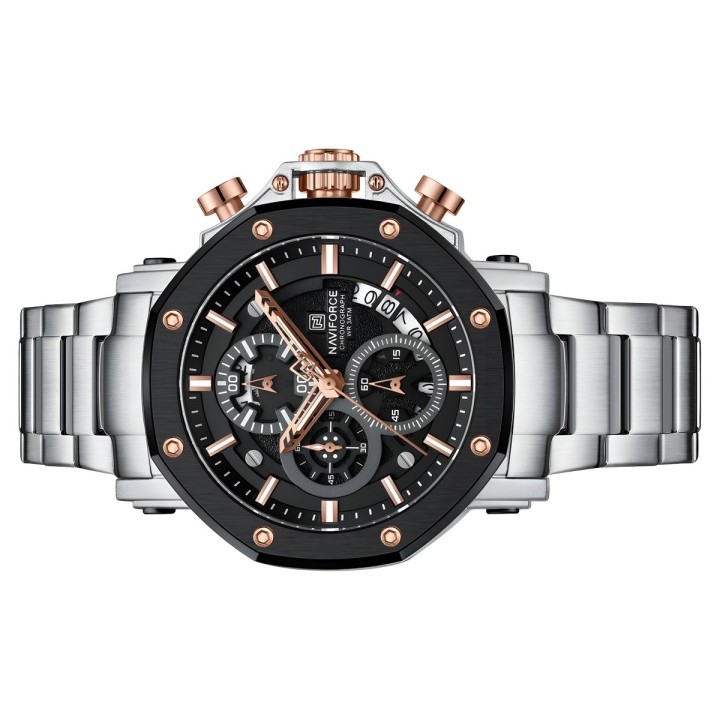 Reloj Naviforce Casual Nf8065 Crono Hombre Acero + Estuche