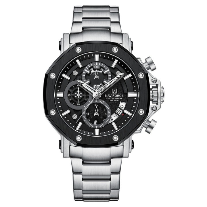 Reloj Naviforce Casual Nf8065 Crono Hombre Acero + Estuche