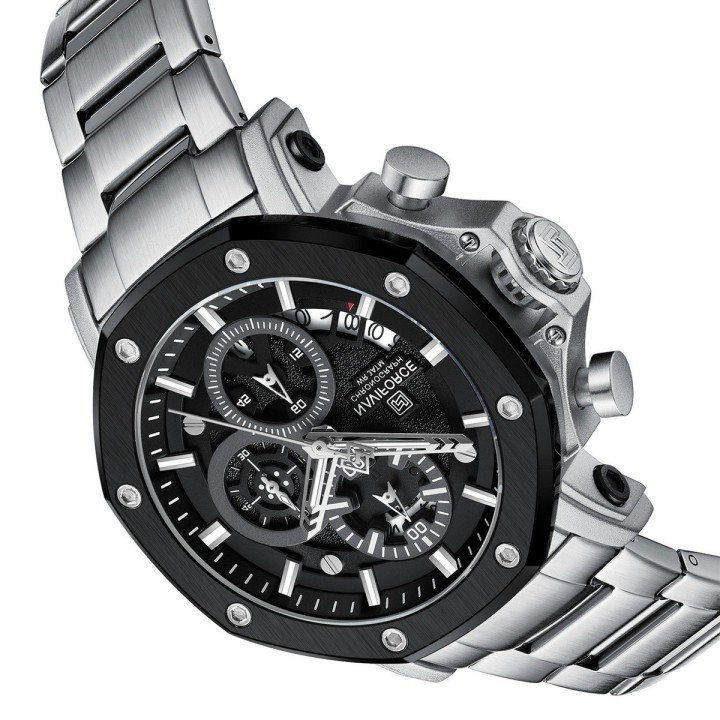 Reloj Naviforce Casual Nf8065 Crono Hombre Acero + Estuche