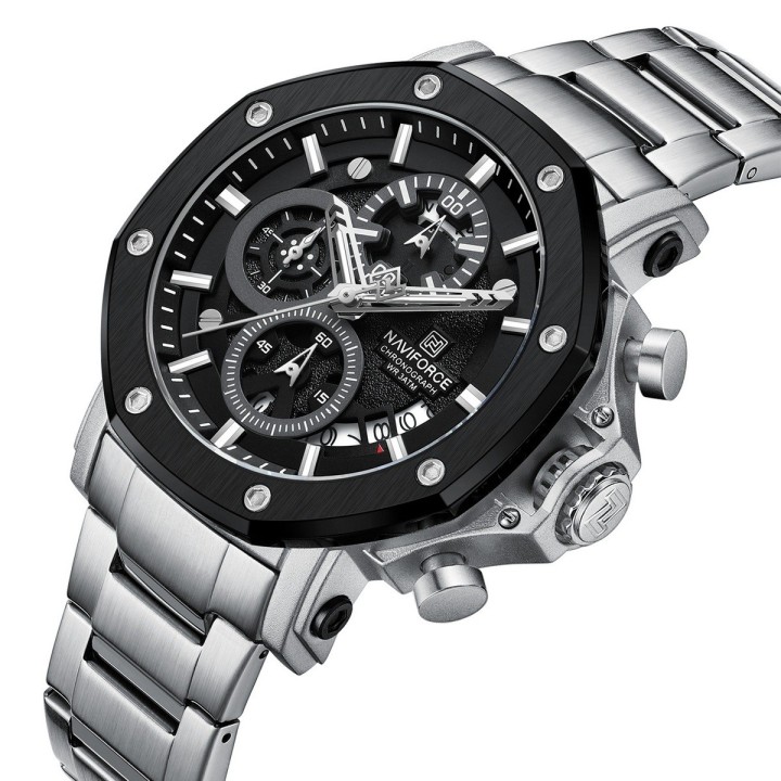 Reloj Naviforce Casual Nf8065 Crono Hombre Acero + Estuche