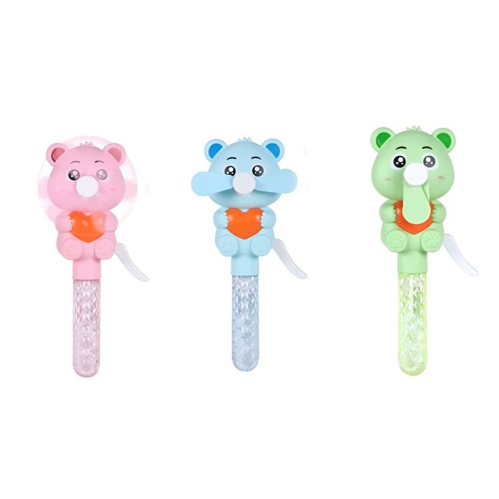 Burbujero Oso Corazon Ventilador Portatil Set X 3 Unidades