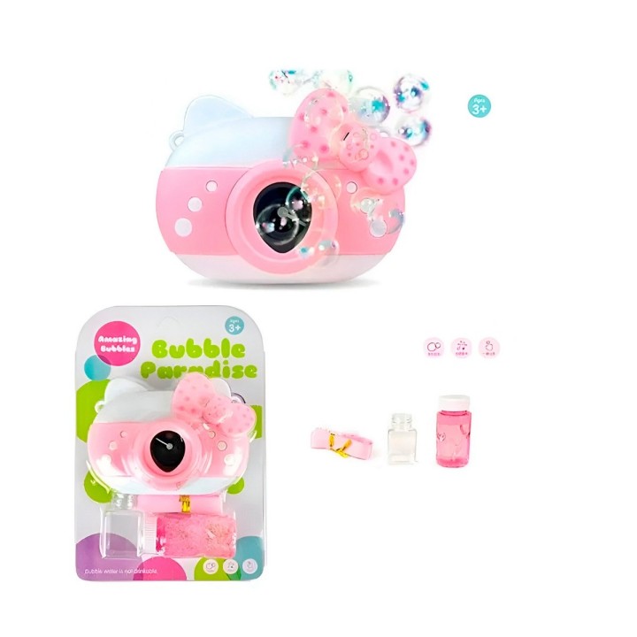 Camara Gata Burbujera Niñas + Liquido Burbujero