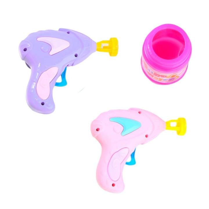 Pistola Burbujera Niñas Colores Pasteles X 2 Unid + Liquido