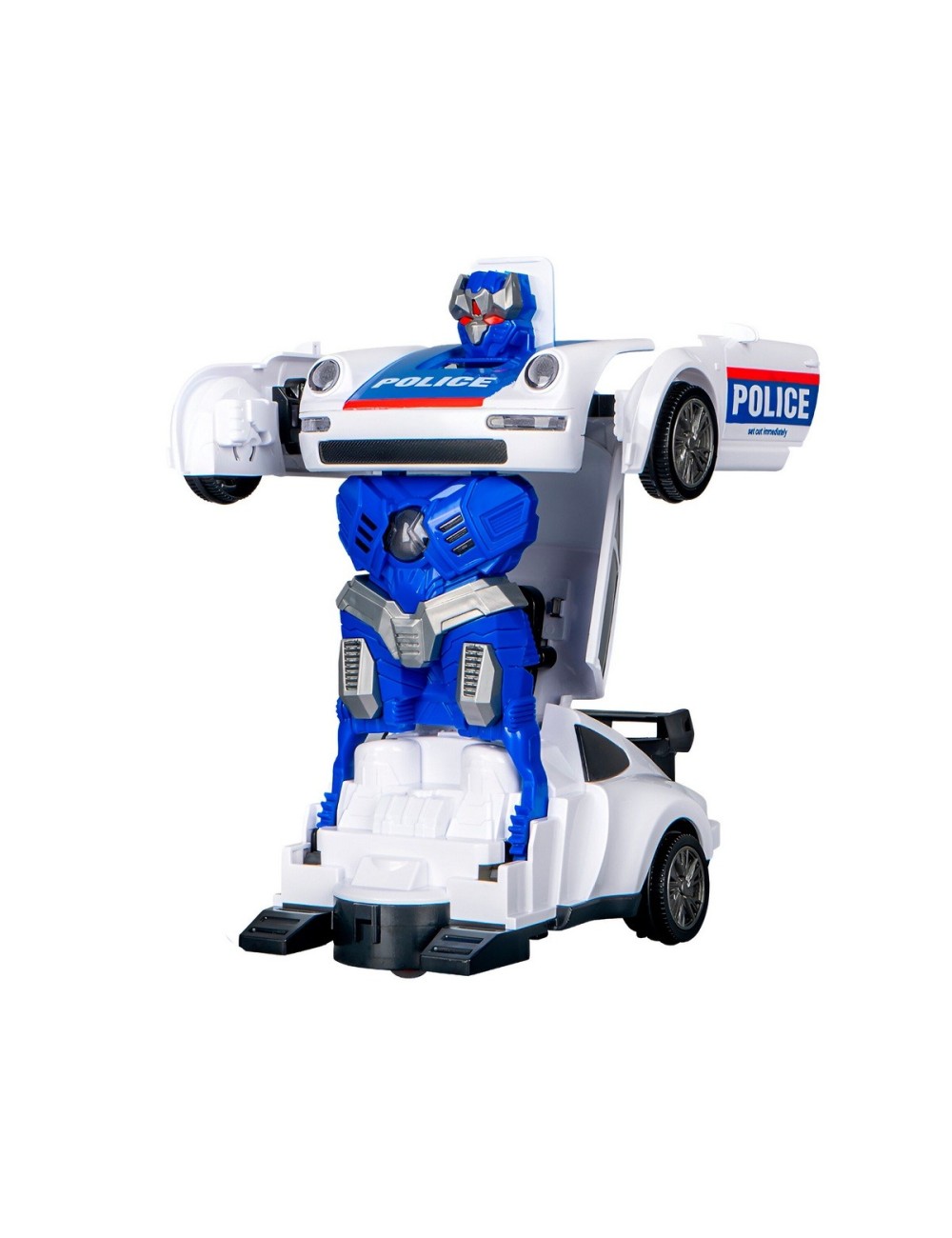 Robot Carro Policia Transformers Juguete Luces + Bateria