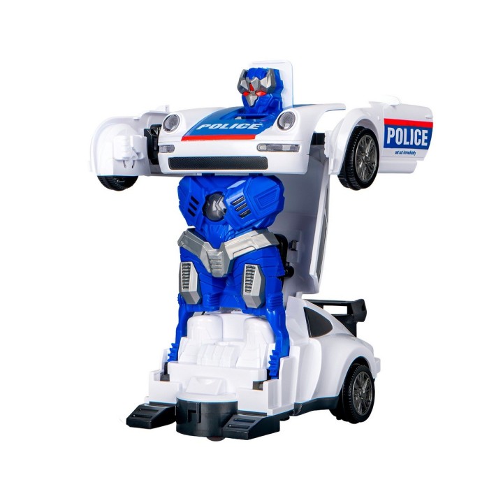 Robot Carro Policia Transformers Juguete Luces + Bateria