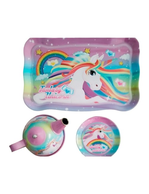 Juego De Tetera Platos Pocillos Juguete Tetera Unicornio