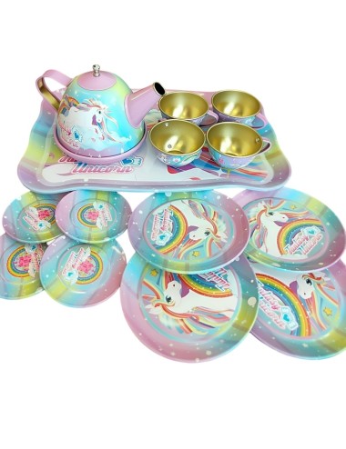 Juego De Tetera Platos Pocillos Juguete Tetera Unicornio