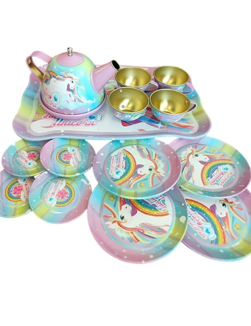 Juego De Tetera Platos Pocillos Juguete Tetera Unicornio