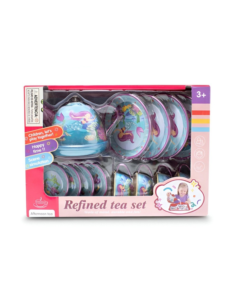 Juego De Tetera Platos Pocillos Juguete Tetera Sirena