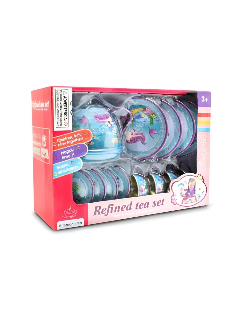 Juego De Tetera Platos Pocillos Juguete Tetera Sirena