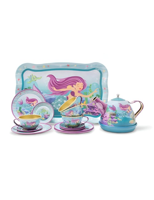 Juego De Tetera Platos Pocillos Juguete Tetera Sirena