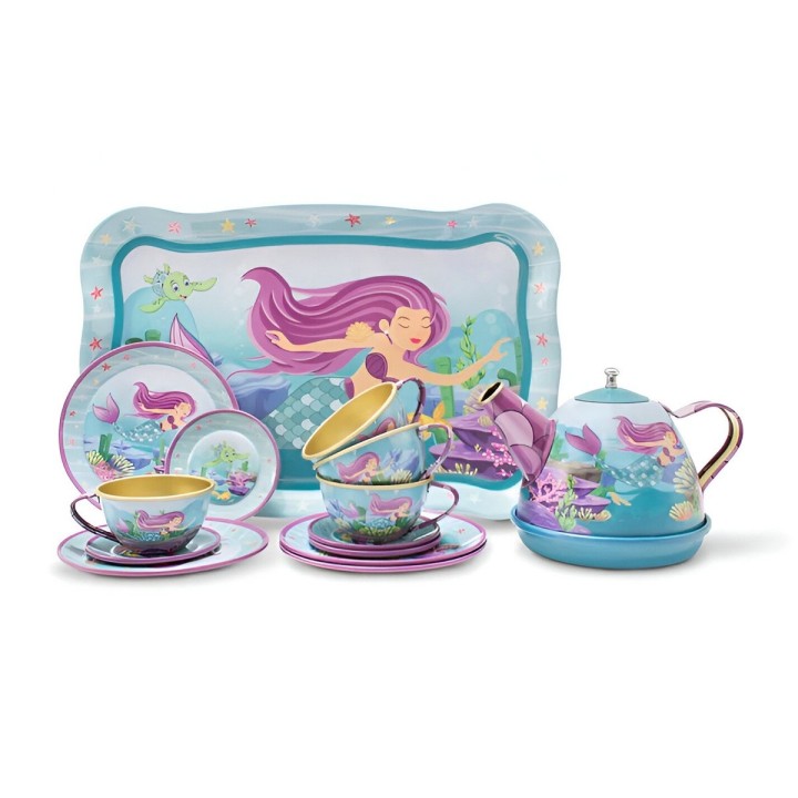 Juego De Tetera Platos Pocillos Juguete Tetera Sirena