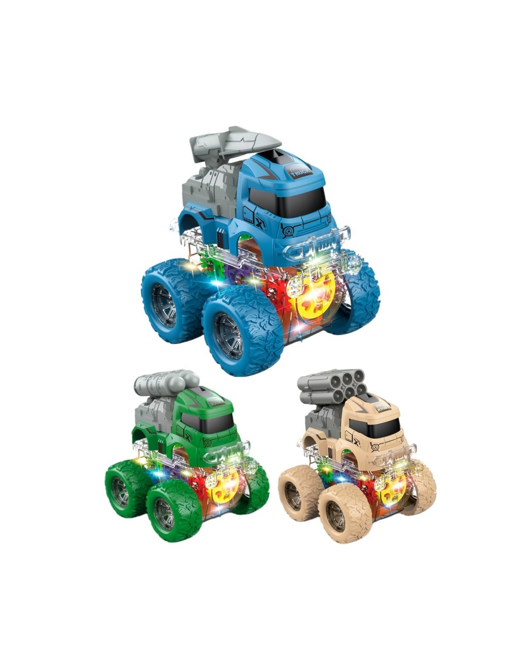 Carro Monster Militar Set De Juguete X 3 Unidades
