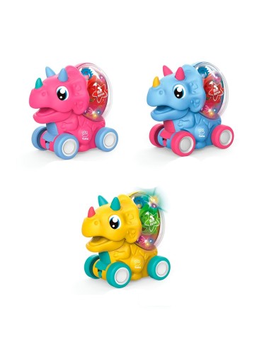 Carro Dinosaurio Triceraptos Set De Juguete X 3 Unidades