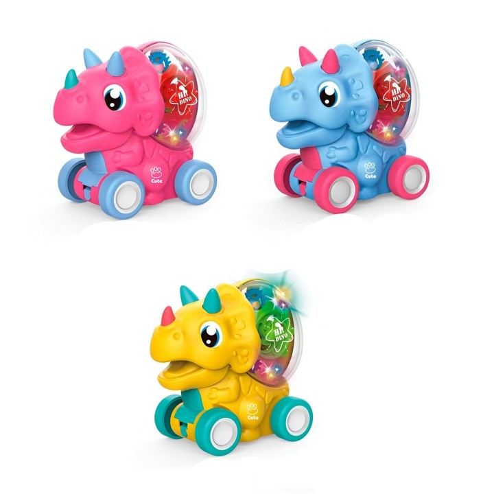 Carro Dinosaurio Triceraptos Set De Juguete X 3 Unidades