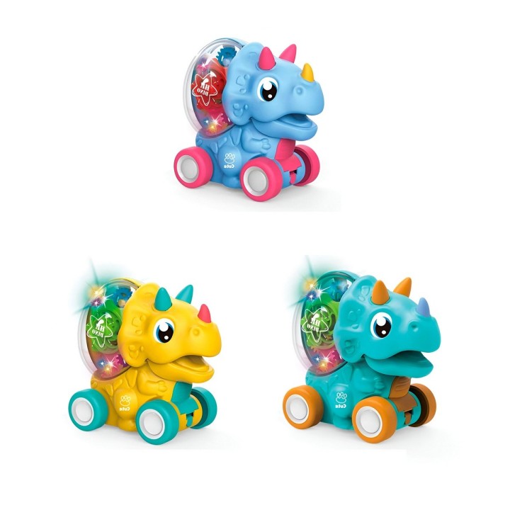 Carro Dinosaurio Triceraptos Set De Juguete X 3 Unidades