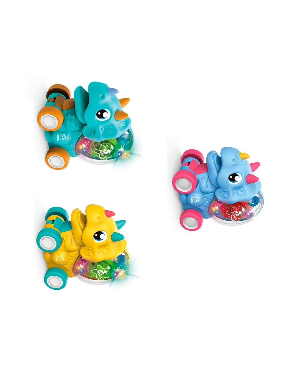 Carro Dinosaurio Triceraptos Set De Juguete X 3 Unidades