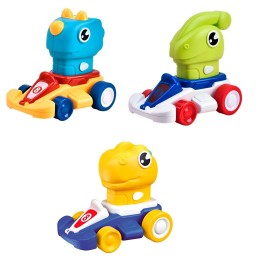 Carro Dinosaurio Kart De Impulso Set De Juguete X 3 Unidades