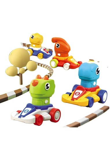 Carro Dinosaurio Kart De Impulso Set De Juguete X 3 Unidades