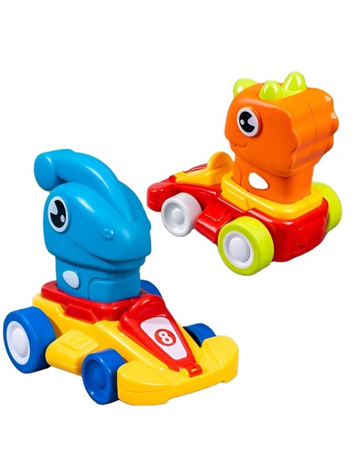 Carro Dinosaurio Kart De Impulso Set De Juguete X 3 Unidades