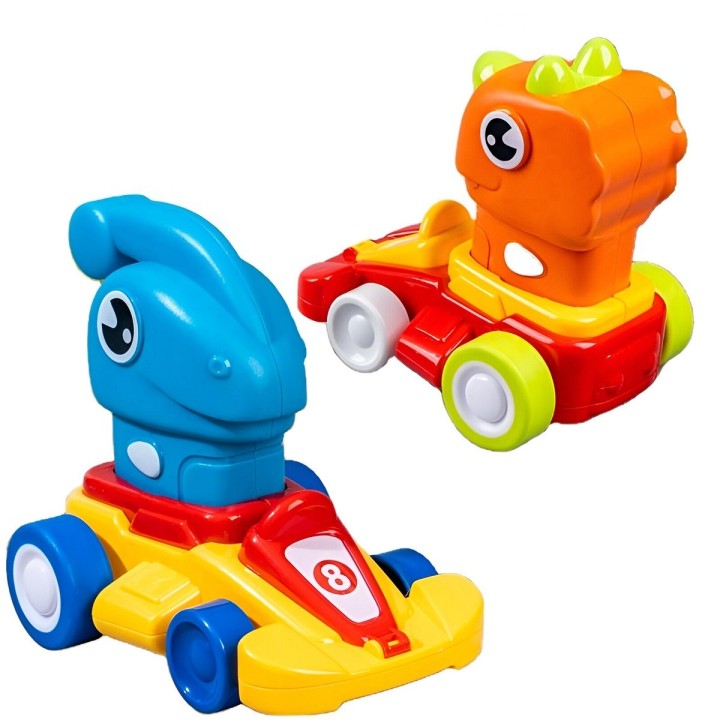 Carro Dinosaurio Kart De Impulso Set De Juguete X 3 Unidades